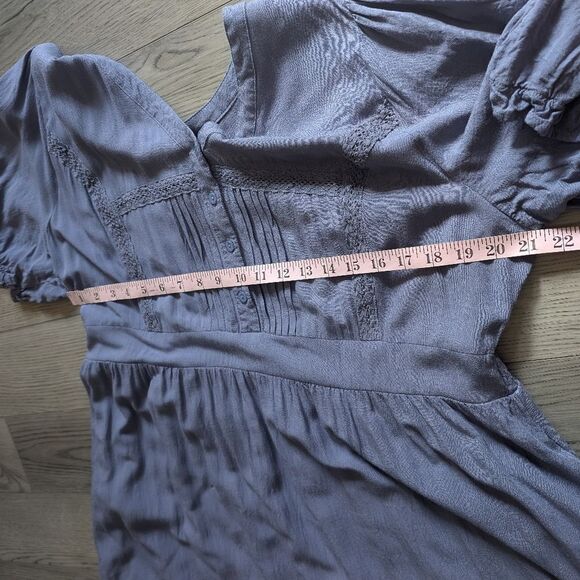 Baltic Born Hannah Midi Asymmetric Ruffle Dusty Blue Midi Dress Size 3X - Picture 4 of 10
